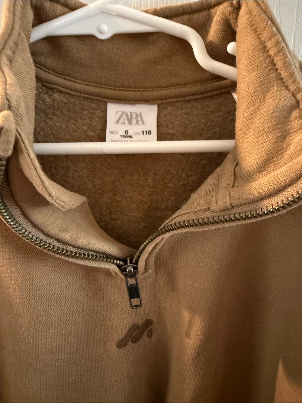 ZARA Tan Quarter-Zip Pullover - Picture 2 of 3